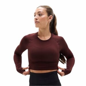 NWT Athleta LS Momentum Flex Crop Top - Garnet/X-Small